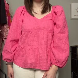 Old Navy Pink Textured Babydoll Blouse Size M